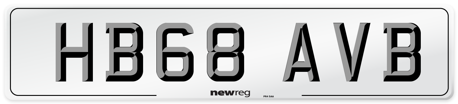 HB68 AVB Number Plate from New Reg